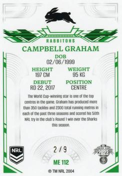 2023 NRL Traders Elite - Mojo Emerald #ME112 Campbell Graham Back